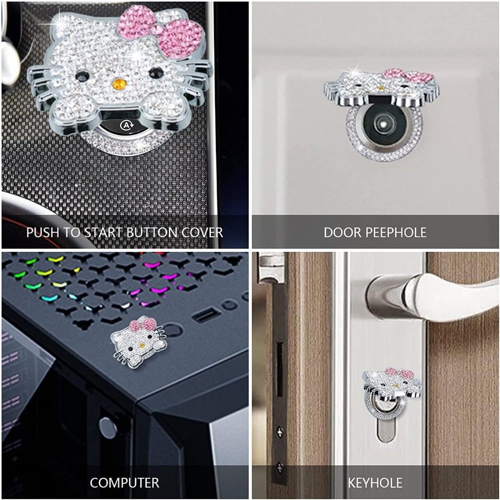 💕NEW Sparkling Bling Swarovski Crystal Silver Hello Kitty Push To Start … - Picture 7 of 7